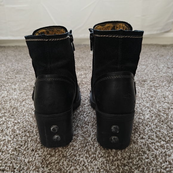 Fly London Labe Black Leather & Suede Ankle Bootie 7.5 - Picture 4 of 9